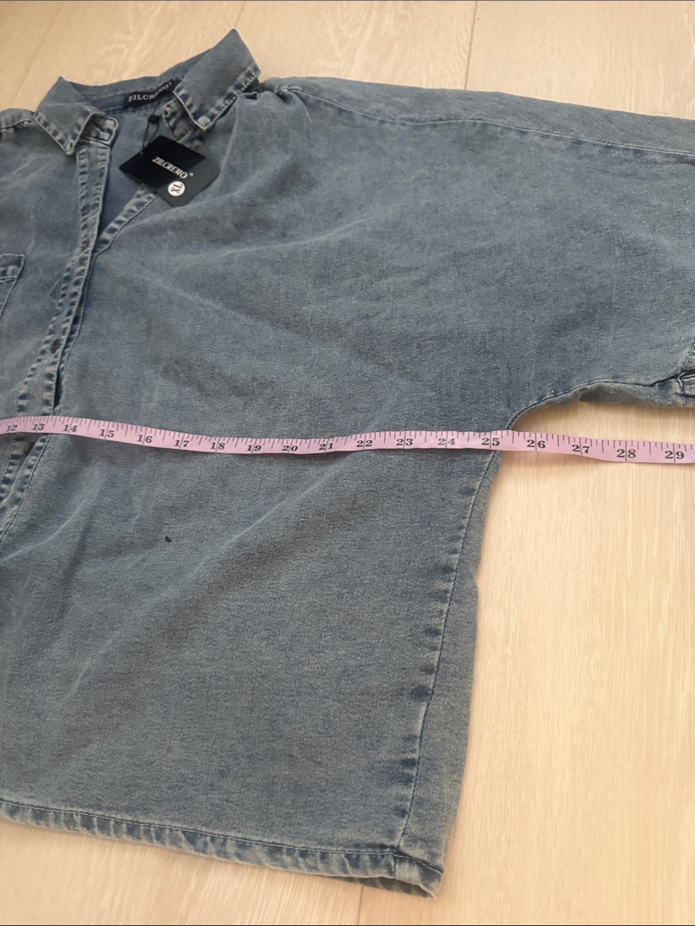 ZILCREMO Denim Short Sleeve and Short Set of 2 - Light Blue Wash - Picture 5 of 12